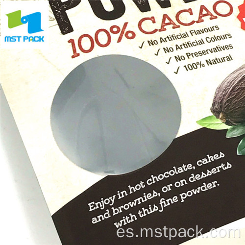 Bolsa de empaquetado en polvo de cacao Bolsa con cremallera para alimentos